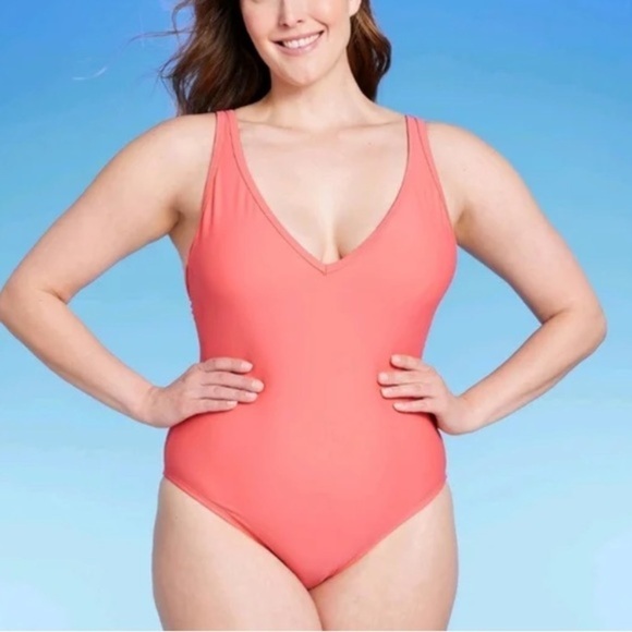 Kona Sol Women's V-Neck Over the Shoulder High Leg One Piece Swimsuit‎ - Picture 14 of 15
